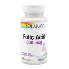 Acid Folic 800mcg, 30cps, Solaray foto