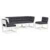 Set canapele de gradina cu perne 5 piese alb lemn masiv de pin