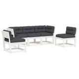 Set canapele de gradina cu perne 5 piese alb lemn masiv de pin