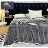 Patura cocolino 200x230cm,gofrata cu bordura alba,gri inchis-F066