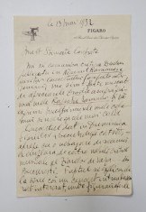 SCRISOARE EXPEDIATA SI SEMNATA OLOGRAF DE STAN GOLESTAN , COMPOZITOR ROMAN 1875 - 1956 , LA 13 MAI 1932 foto