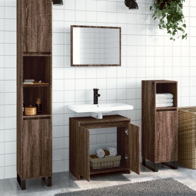 Gossi set mobilier de baie, 2 piese, stejar maro, lemn prelucrat foto