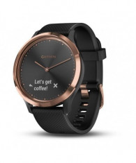 Ceas inteligent hibrid garmin vivomove? hr negru cu bratara black-rose foto