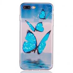 Husa iPhone 7 Plus - Gel TPU Blue Butterflies foto