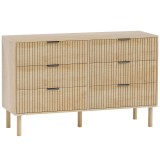 HOMCOM Comodă cu 6 Sertare din Lemn pentru Dormitor și Hol, Stil Nordic, 120 x 39,5 x 75 cm, Stejar | Aosom Romania