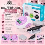 Pila/Freza electrica unghii, GF-107, Global Fashion, 80W, 45000 rpm, Liliac