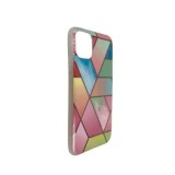 Husa protectie pentru apple iphone 11 pro max soft imd tpu marble geometric roz, Flippy