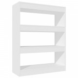 Bibliotecă/Separator cameră, alb, 80x30x103 cm, lemn compozit