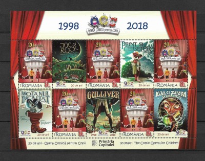 ROMANIA 2018 - 20 ANI OPERA COMICA PENTRU COPII, MINICOALA, MNH - LP 2190c foto