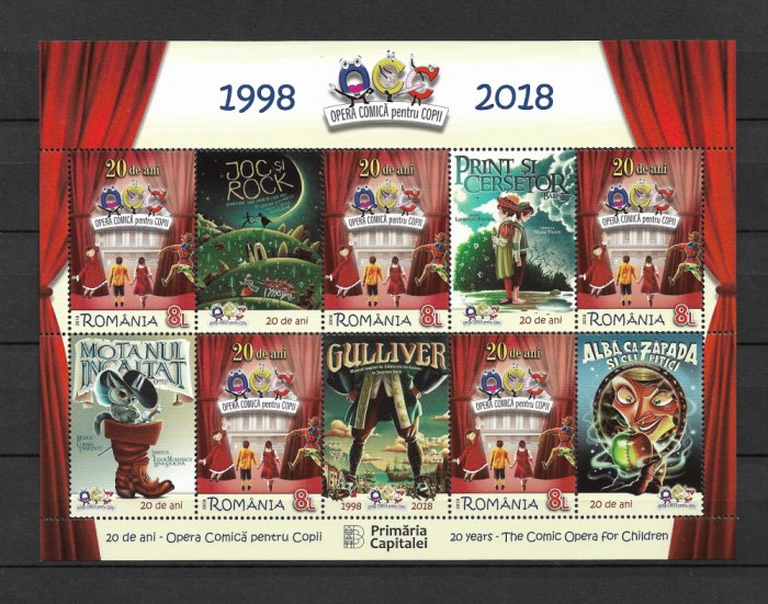 ROMANIA 2018 - 20 ANI OPERA COMICA PENTRU COPII, MINICOALA, MNH - LP 2190c