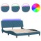 Cadru de pat cu LED fara saltea, albastru, 160x200 cm, catifea