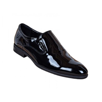 Pantofi barbati, eleganti, din piele naturala, fara siret, Negru LAC SIR073NEL foto