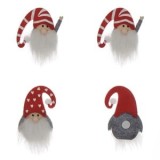 Autocolante Decorative Crăciun Gnome Pasla Rosu Gri 4 Bucati