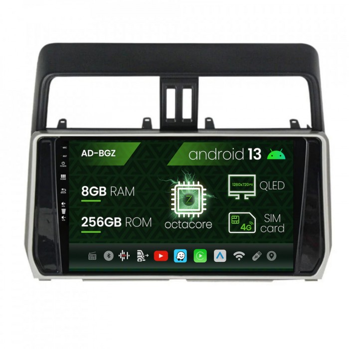 Navigatie Toyota Land Cruiser Prado J150 (2018+), Android 13, Z-Octacore 8GB RAM + 256GB ROM, 10.1 Inch - AD-BGZ10008+AD-BGRKIT078