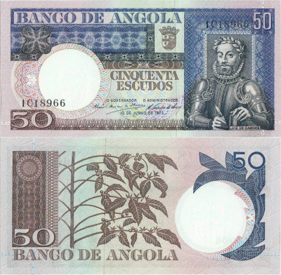 1973 (10 VI), 50 Escudos (P-105a) - Angola - stare UNC foto