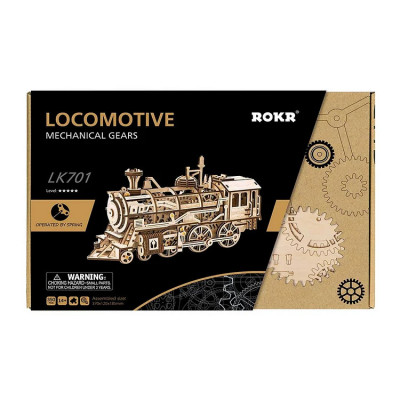 Puzzle 3D Locomotive, ROKR, Lemn, 349 piese foto