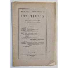 ORPHEUS , REVISTA PENTRU CULTURA CLASICA , NR. 1 , 1927