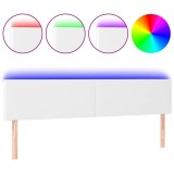 Cumpara ieftin Tablie de pat cu LED, alb, 180x5x78/88 cm, piele ecologica