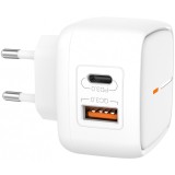 Incarcator Retea USB XO Design L60, 1 X USB - 1 X USB Tip-C, 18W, Quick Charge, Alb