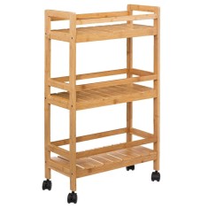 Etajera mobila Linha din bambus, 3 niveluri, dimensiuni compacte, 45x22x80 cm, natur Household NewTrend