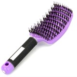 Cumpara ieftin Perie de par, design curbat, peri de mistret nylon, maner antiderapant, masaj pentru scalp, 24.5 x 6.5 cm, negru mov