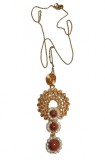 B31b. Pandantiv dama din fir auriu gilt, flori mobile, cu lantisor inclus, RavariuArt