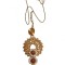 B31b. Pandantiv dama din fir auriu gilt, flori mobile, cu lantisor inclus