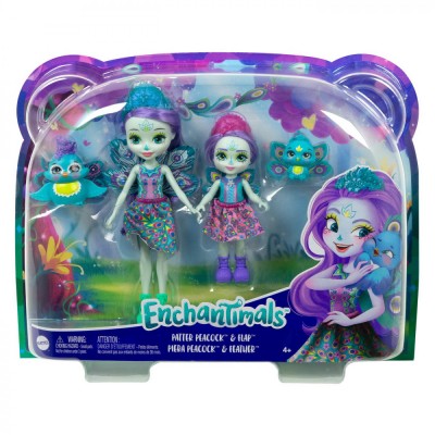 ENCHANTIMALS SET PAPUSI SURORI SI ANIMALUTELE LOR PATTER PEACOCK SI FLAP SI PIERA PEACOCK SI FEATHER SuperHeroes ToysZone foto