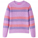 Pulover pentru copii tricotat, dungi liliac și roz, 116