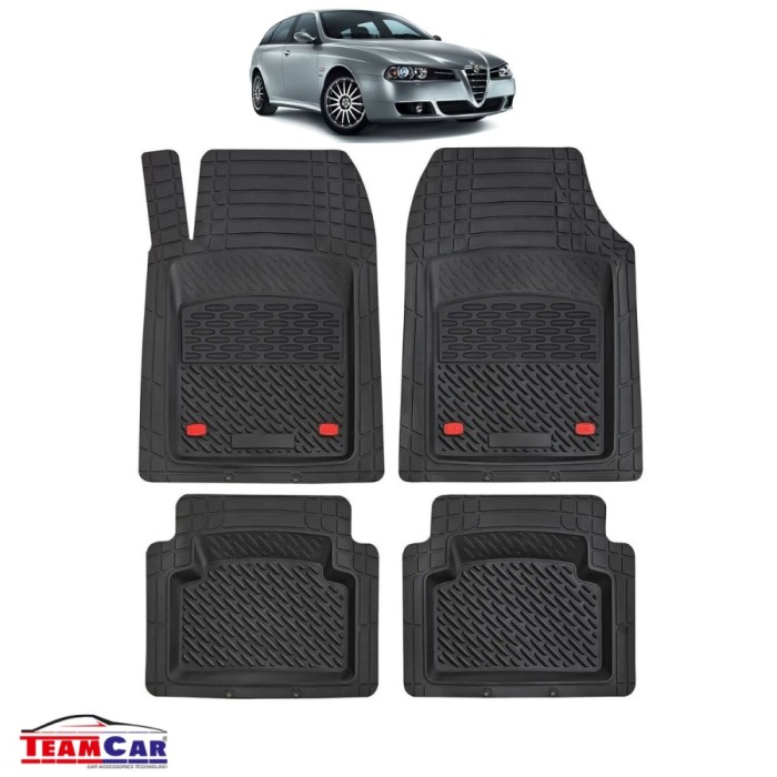 Covorase Auto TeamCar&reg; Tip Tavita Compatibile Alfa Romeo 156 Generatia II (2003&ndash;2006) Negru Material Rezistent
