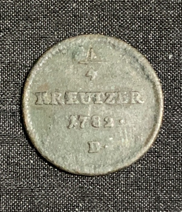 Moneda 1/4 kreuzer 1782 B Austria