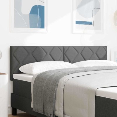 Tăblie LED vidaXL Design cu blocuri de diamant Gri &amp;icirc;nchis 144 cm Țesătură foto