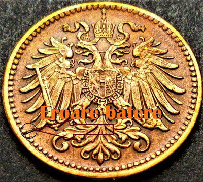 Moneda istorica 1 HELLER - AUSTRO-UNGARIA / AUSTRIA, anul 1901 *cod 1698 EROARE foto