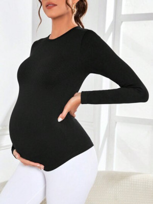 Bluza cu maneca lunga, Maternity, negru, dama, Shein foto