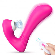 Vibrator Orgasmic Toy Dubla Stimulare Roz Remote Control USB Mokko Toys