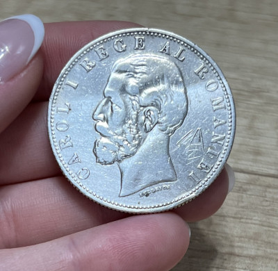 Moneda originala cu Regele Carol I al Romaniei din anul 1881 foto