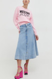 Moschino Jeans fusta jeans midi, evazati