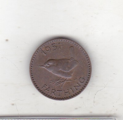 bnk mnd Marea Britanie Anglia farthing 1951 , pasare foto