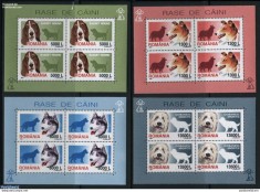 EOMANIA 2001 LP 1551 FAUNA-RASE DE CAINI -BLOCURI CU 4 TIMBRE NESTAMPILATE