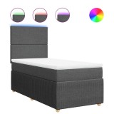 Cumpara ieftin Pat box spring cu saltea, gri inchis, 100x200 cm, textil