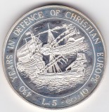 Moneda Malta 5 Lire/Liri 10 Ecu Argint, Defense of Europe 1993