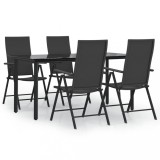 Cumpara ieftin Set mobilier de gradina, 5 piese, negru, poliratan