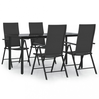 Set mobilier de gradina, 5 piese, negru, poliratan foto