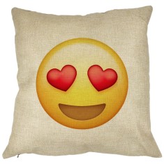 Perna Decorativa Patrata Emoji Fata cu Inimi, 40x40 cm, Husa Detasabila, Burduf foto