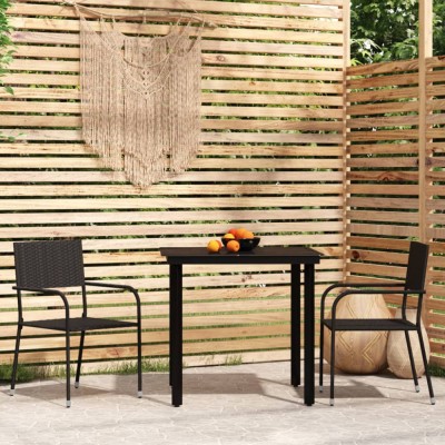 vidaXL Set de mobilier pentru grădină, 3 piese, negru foto