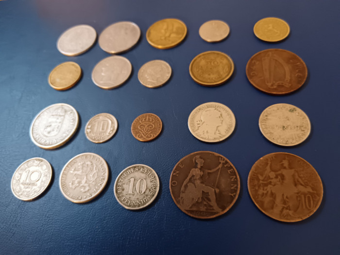 Lot monede 20 tari diferite, anii 1898 - 1958 (fara dubluri) [poze]