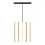 Lampă Suspendată Pastelo Cu Strălucire Aurie Din Oțel, 5 Becuri Tub Moderne De Interior.