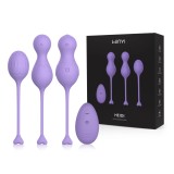 Set bile Kegel cu telecomandă wireless &ndash; 3 piese, silicon medical, vibrații multiple