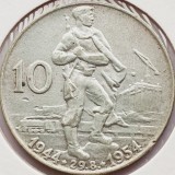 571 Cehoslovacia 10 korun 1954 Slovak Uprising km 40 argint, Europa