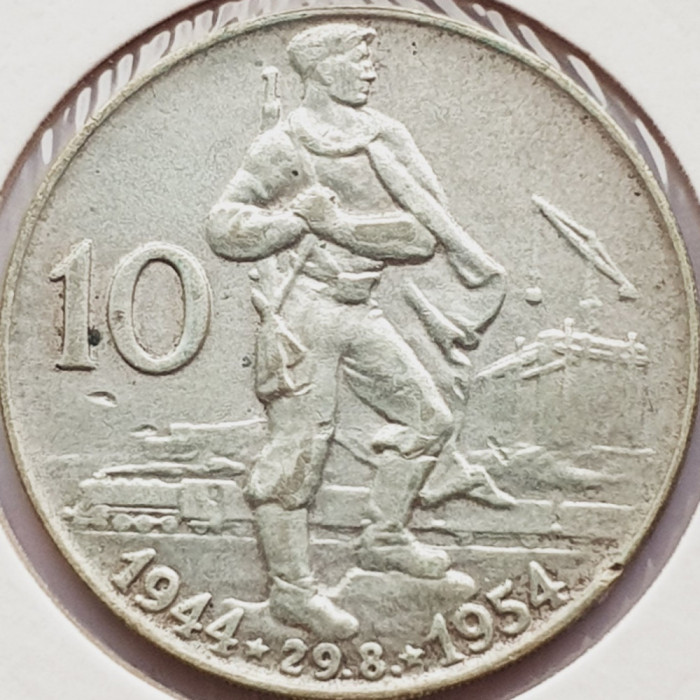 571 Cehoslovacia 10 korun 1954 Slovak Uprising km 40 argint